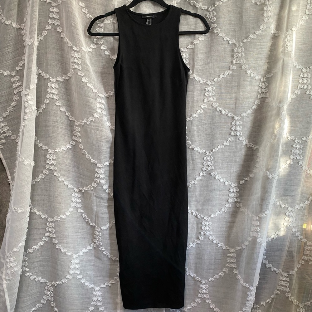 Forever21 black midi high neck body con dress size S